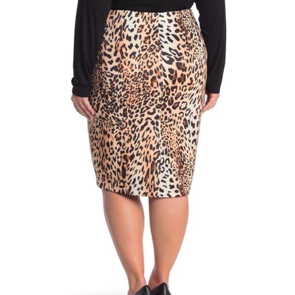 Plus Size Colorful Leopard Print Midi Skirt - NEW - Picture 3 of 3